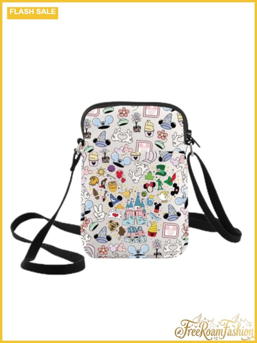 Canvas Crossbody Bag 3D Double-Sided Print Waterproof Adjustable Strap
